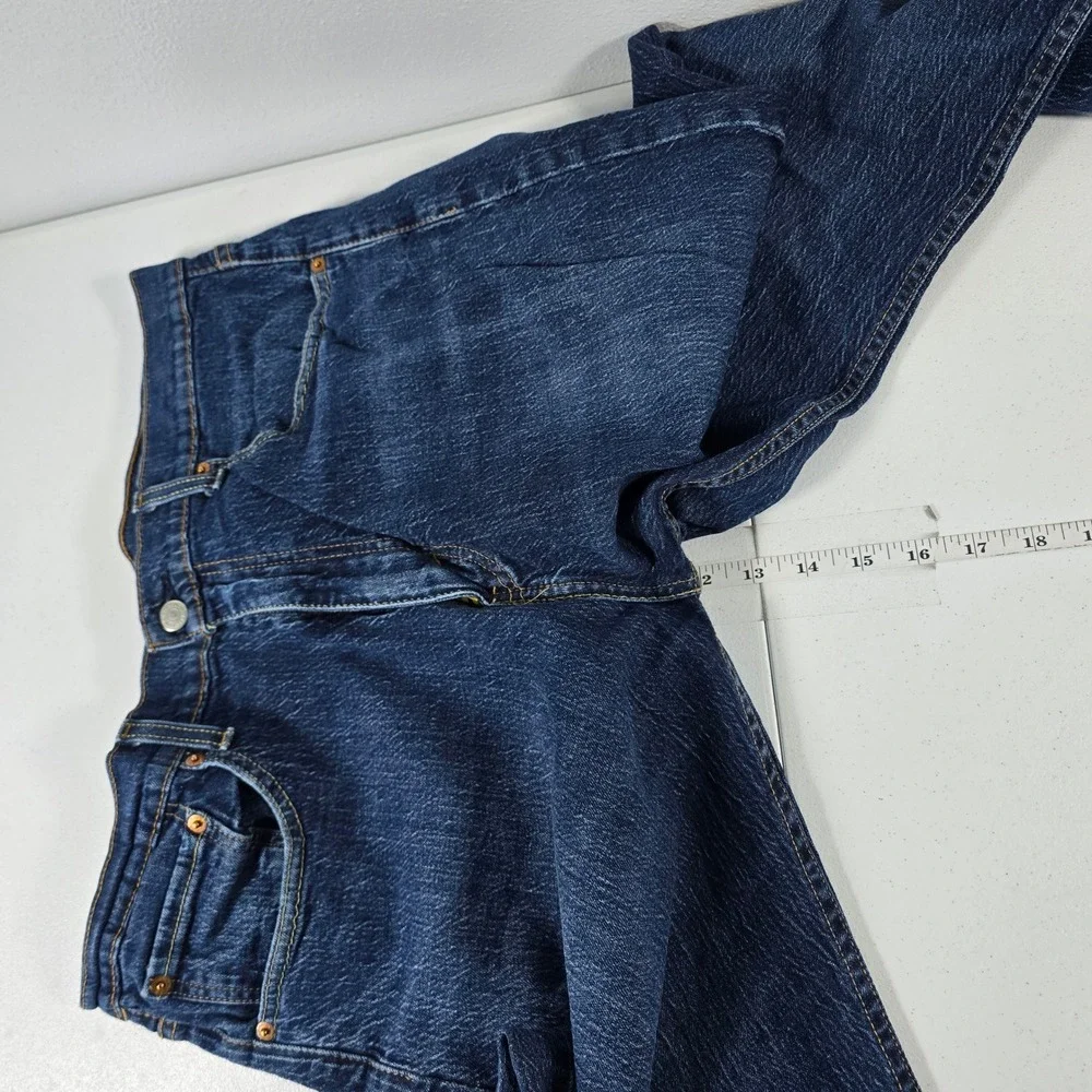 Levis 505 Regular Fit Dark Wash Indigo Straight Leg Jeans Mens 36x30 Stretch
